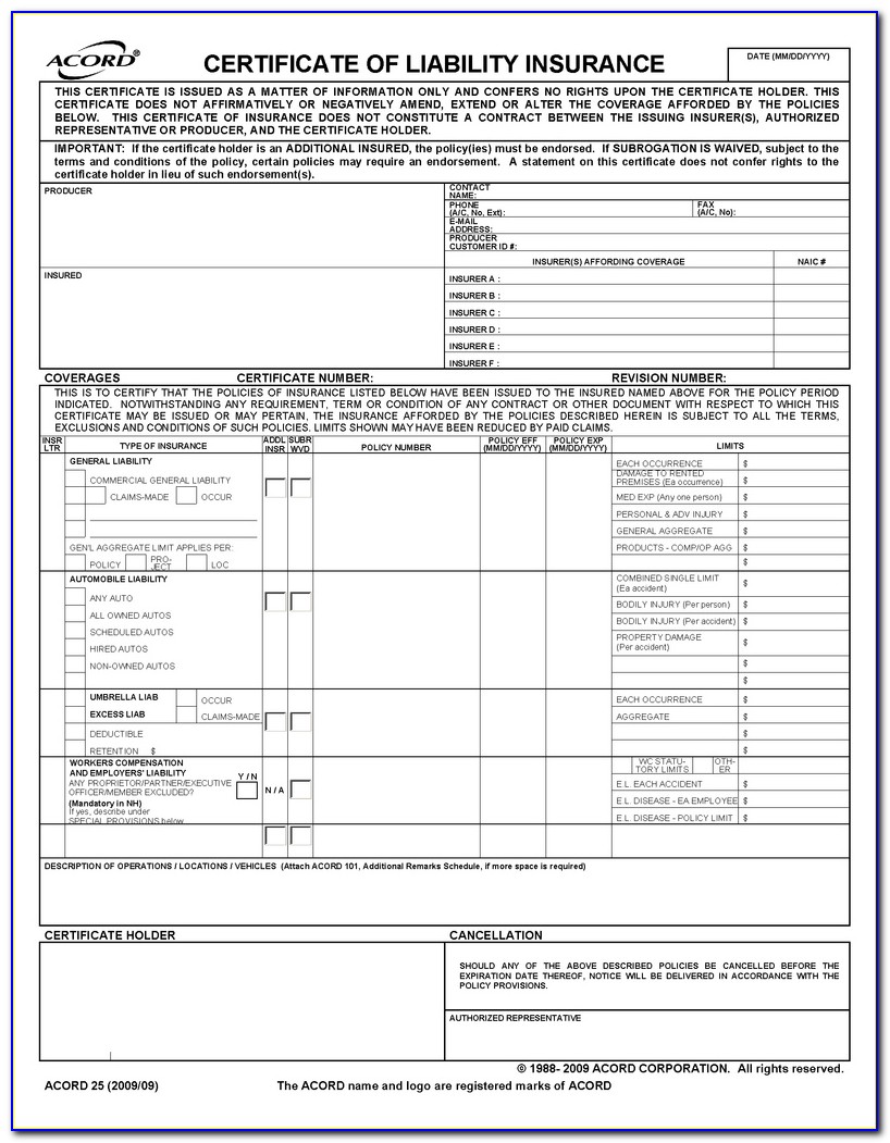 Free Acord 25 Fillable Forms