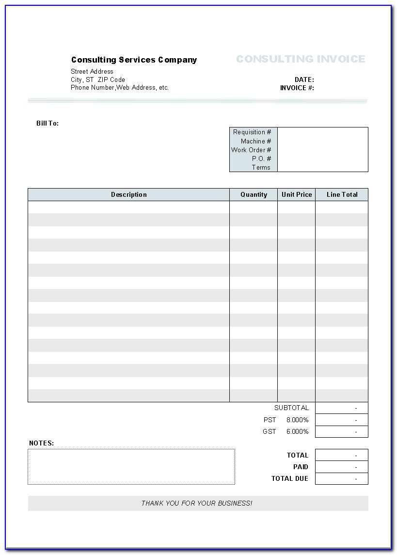 Free Blank Invoice Form Word