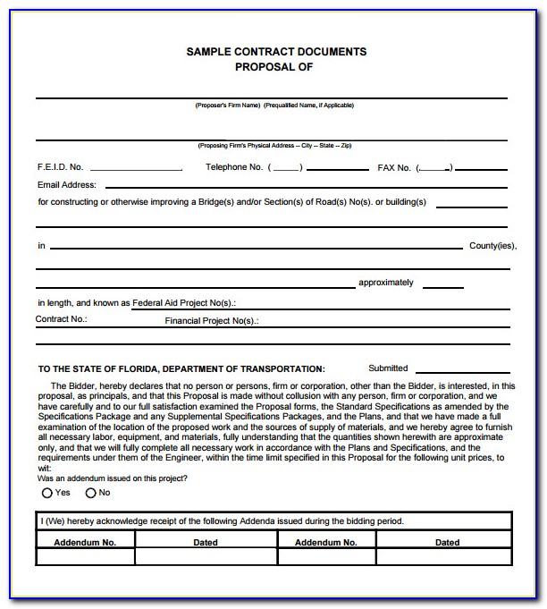 Free Contractor Bid Proposal Forms