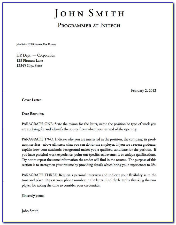 Free Cover Letter Template Word Download