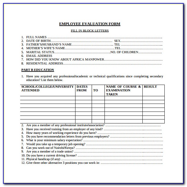 Free Employee Review Form