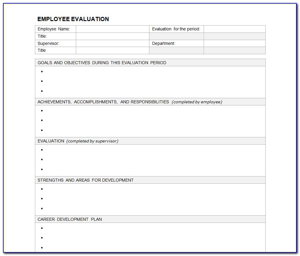 Free Employee Review Forms Templates