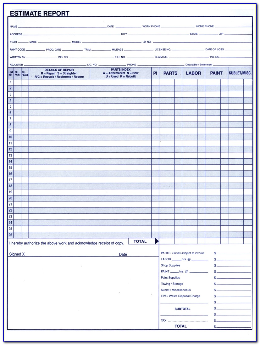 Free Estimate Forms For Cleaning Business