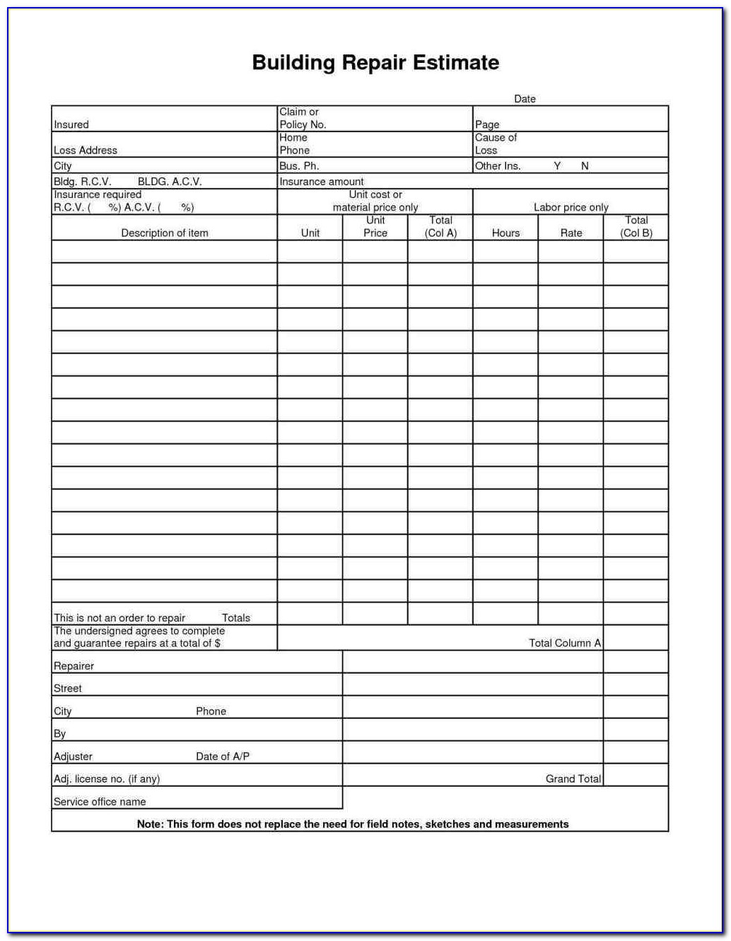 Free Printable Job Form And Format In Excel Free Excel Templates Inside Construction Job Estimate Template Free