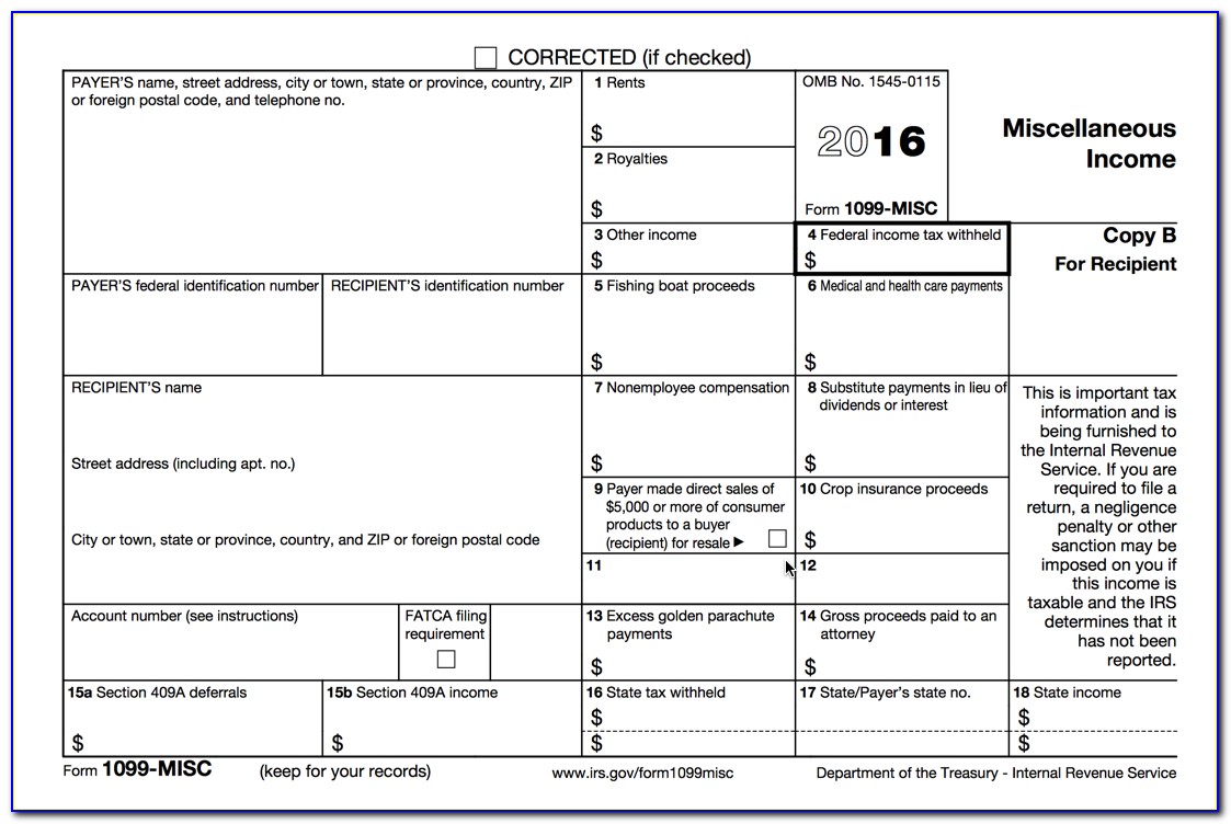 Free Fillable 1099 Form 2016