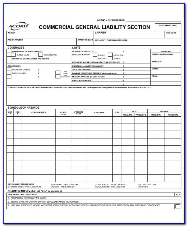 Free Fillable Acord Form 35