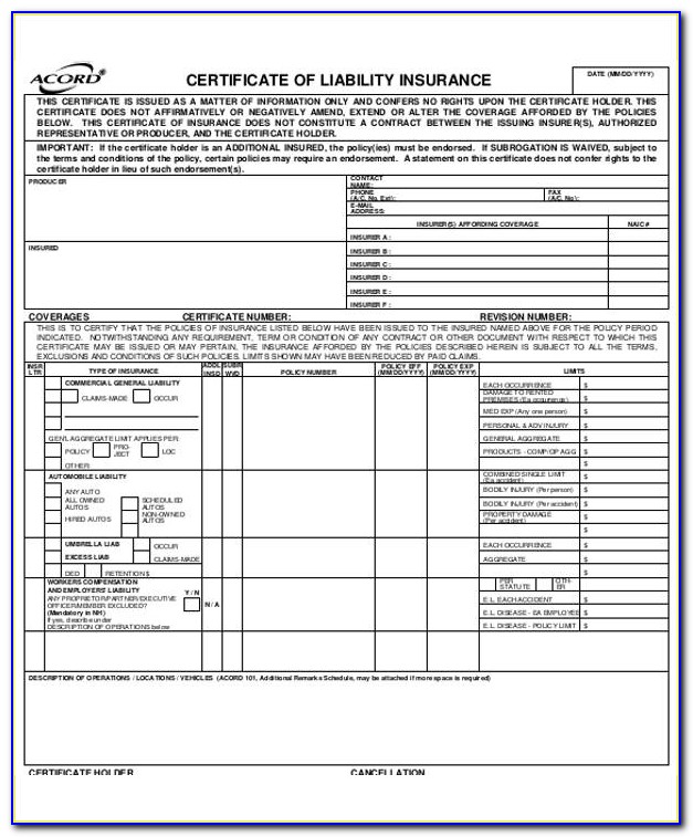 Free Fillable Acord Forms Pdf