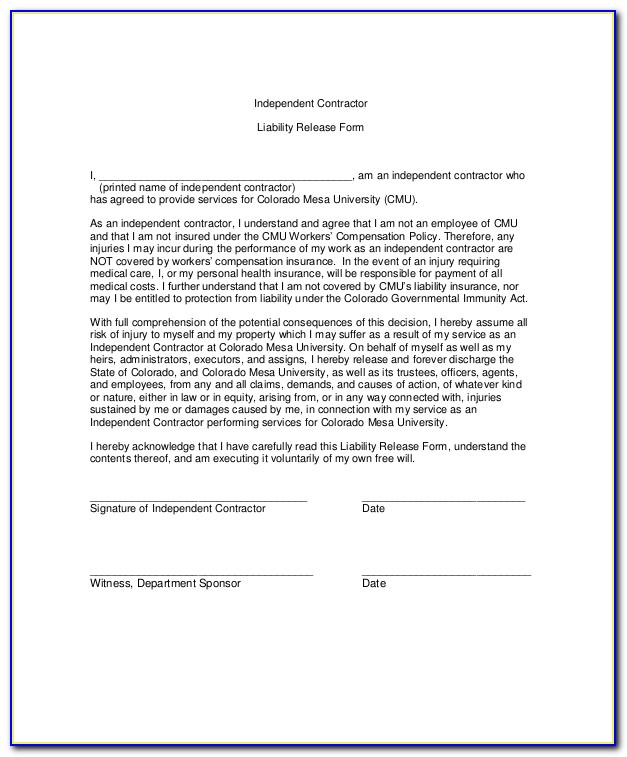 Free Liability Release Form Printable