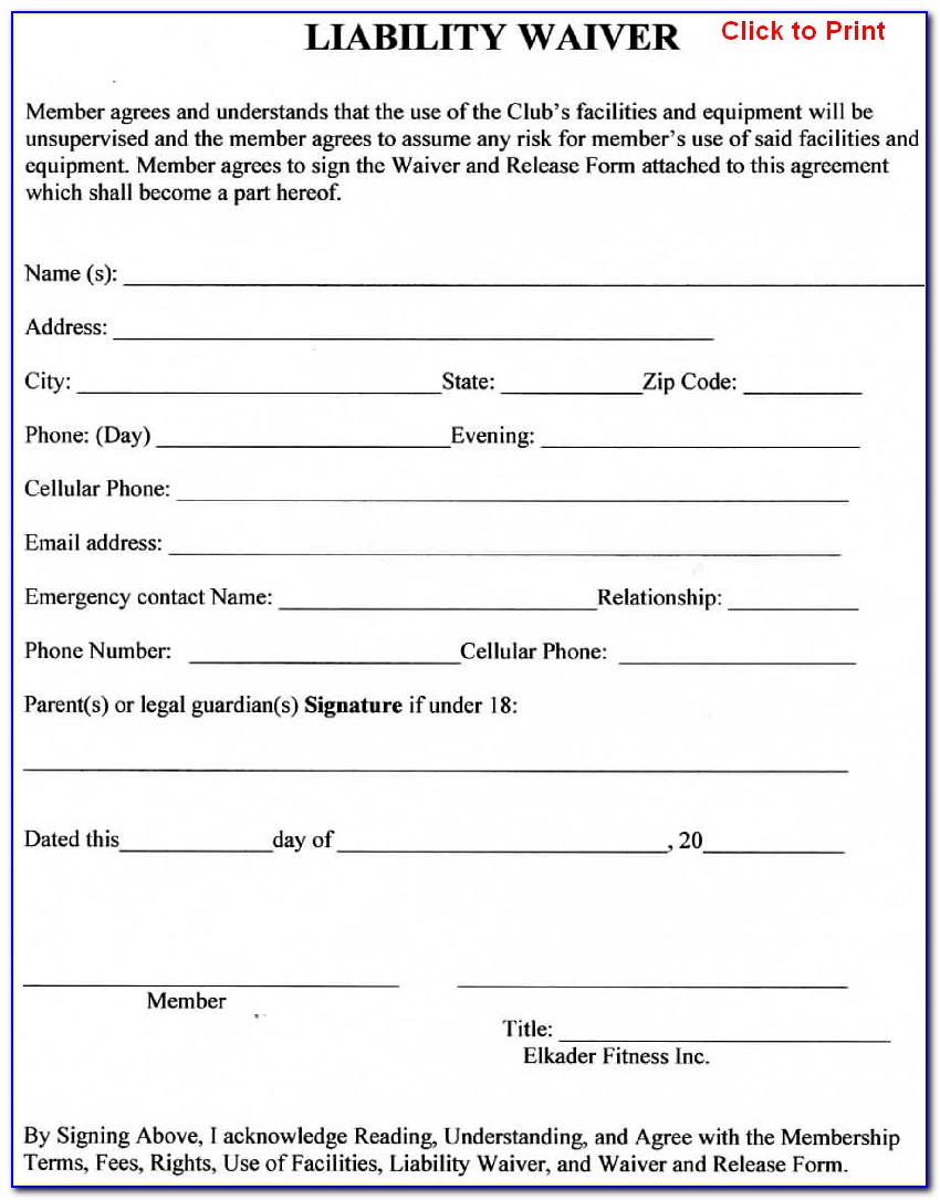 Free Liability Release Forms Printable Online