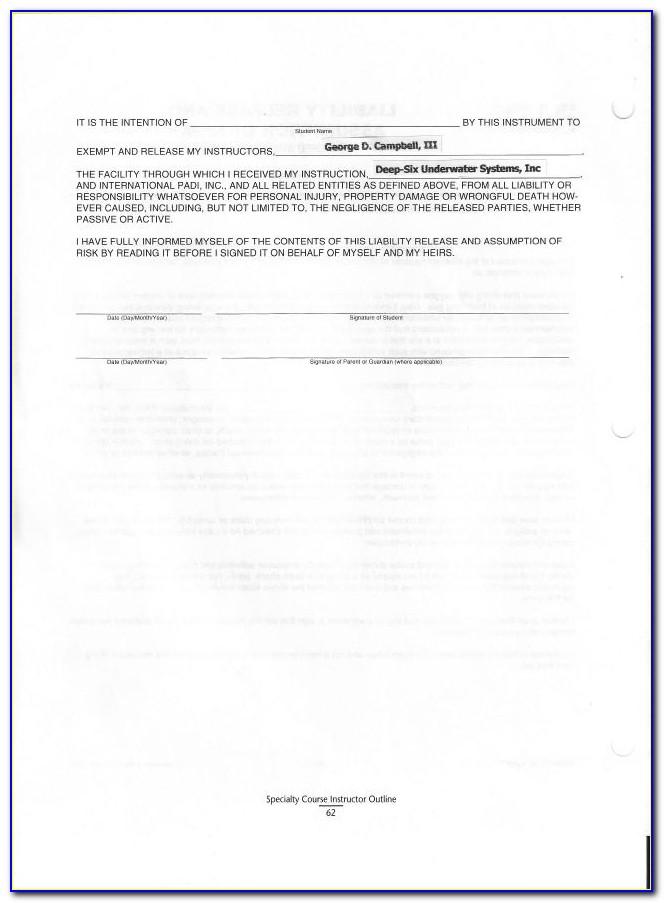 Free Liability Waiver Form Template