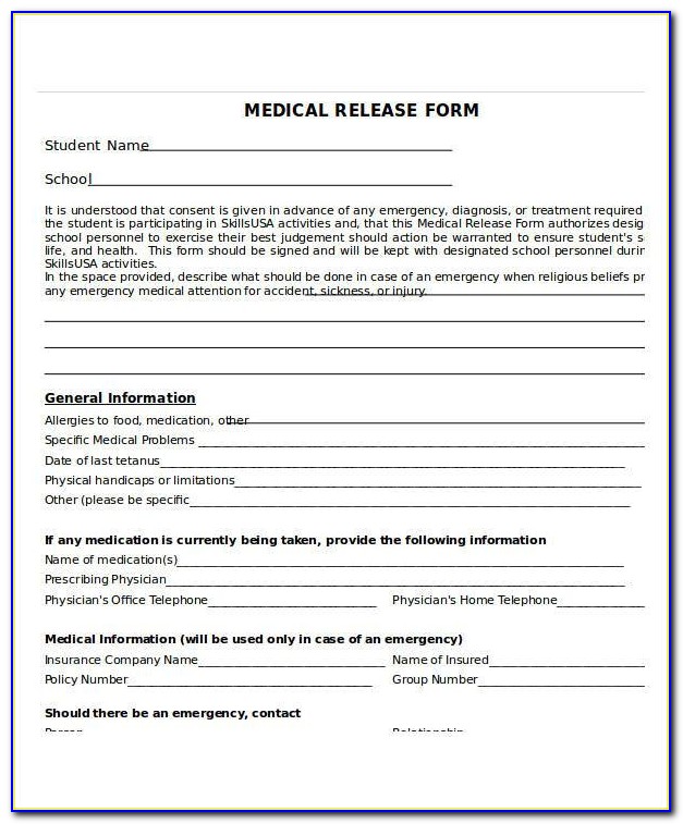Free Medical Release Form Pdf