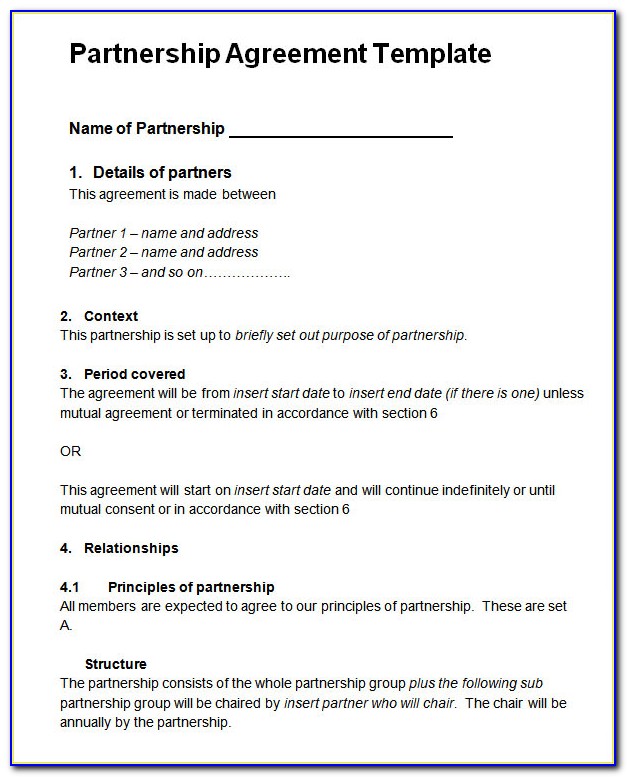 Free Partnership Agreement Form Pdf