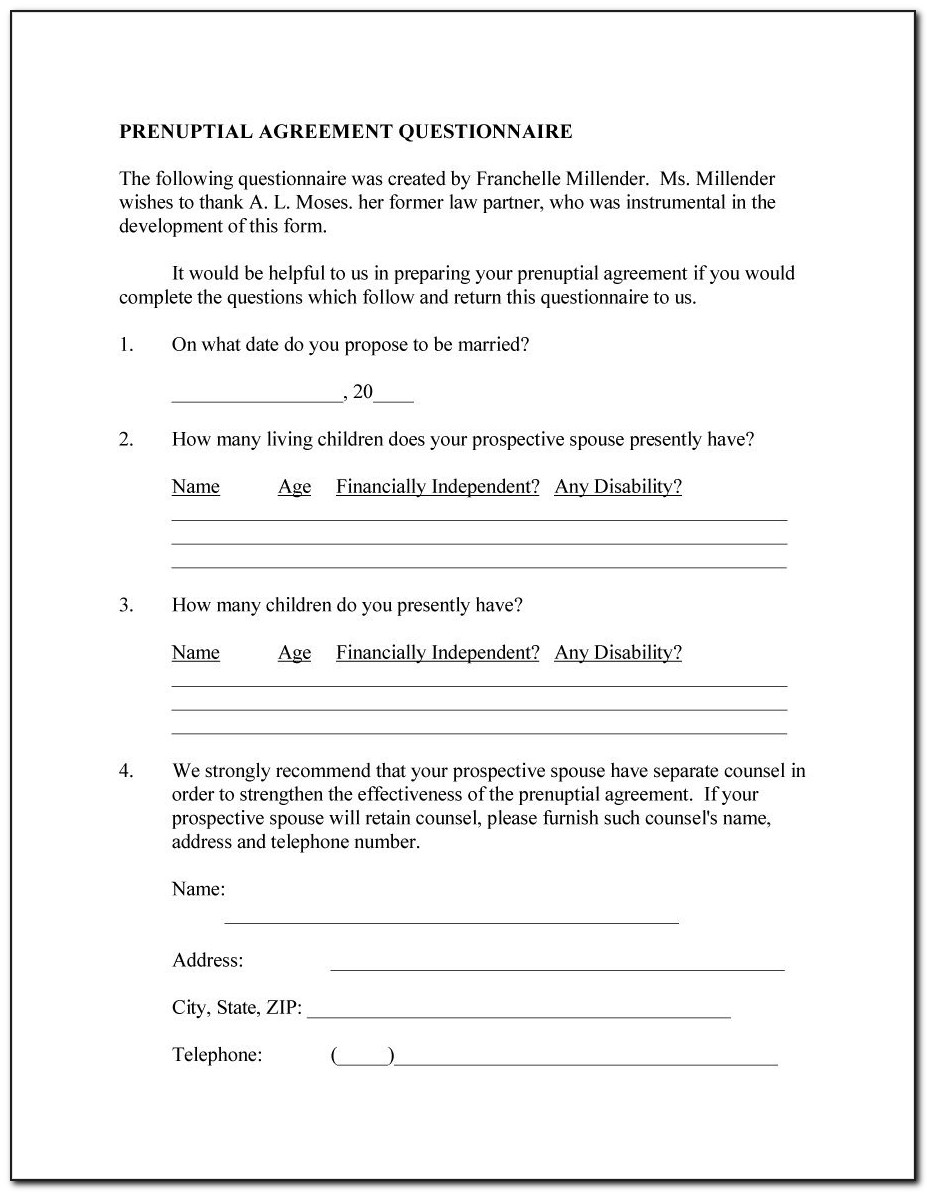 Free Prenup Agreement Form