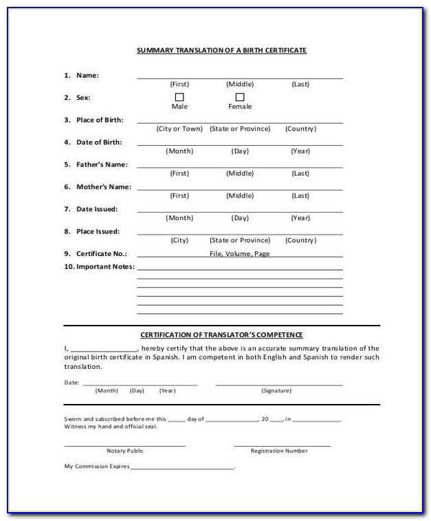 Free Printable Birth Certificate Form