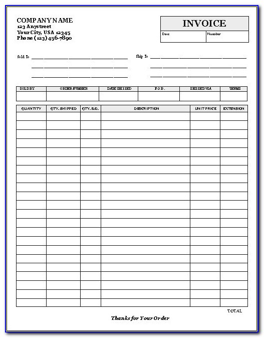 Free Printable Blank Invoice Forms
