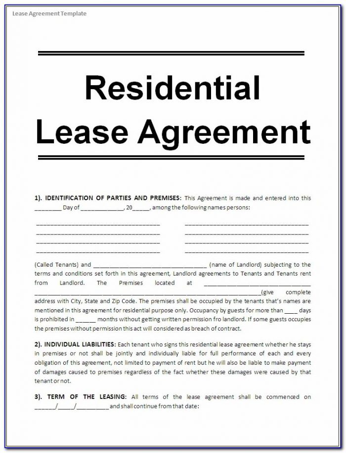 Free Printable Blank Residential Lease Agreement Forms