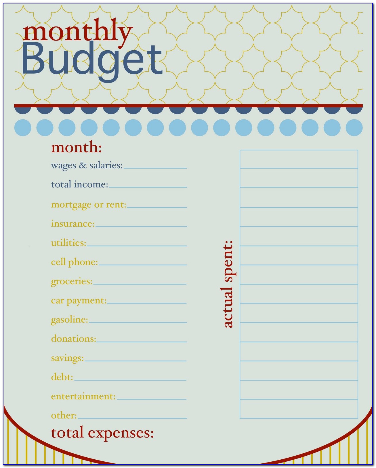 Free Printable Budget Worksheets 2018
