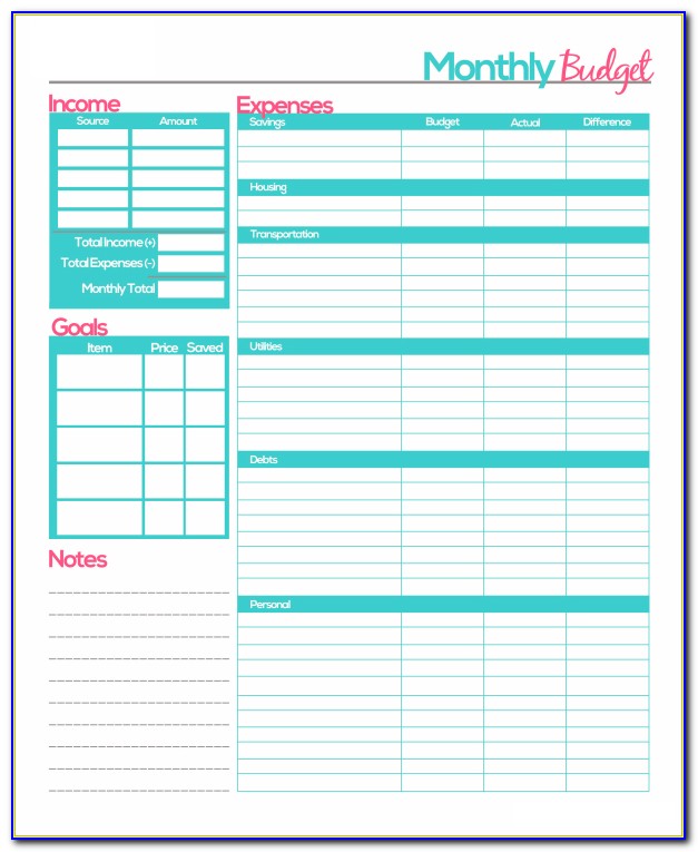 Free Printable Budget Worksheets For Students