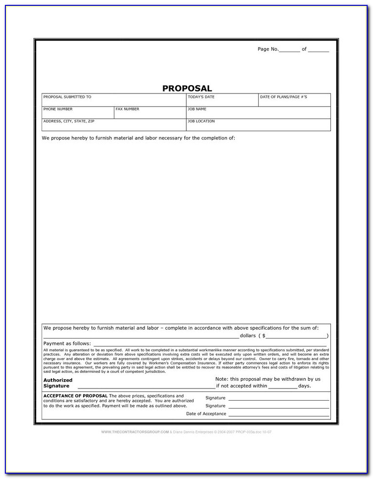 Free Printable Construction Bid Forms
