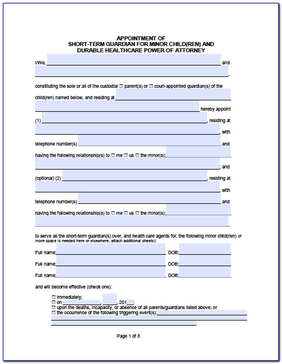 Free Printable Durable Power Of Attorney Form California