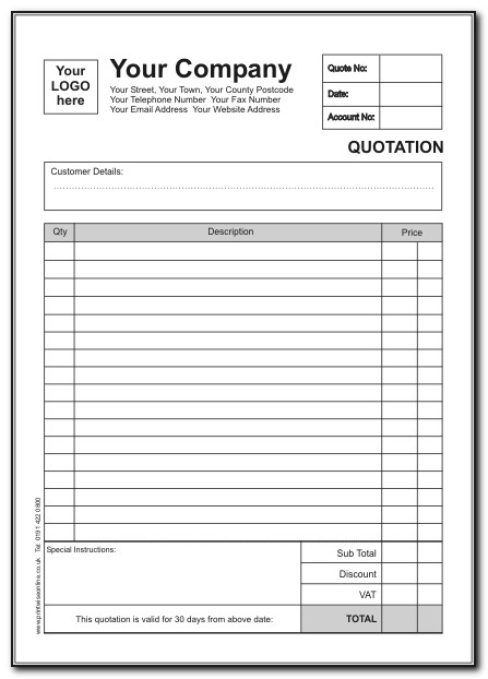 Free Printable Estimate Forms Contractors