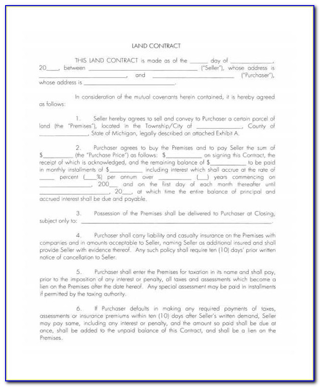 38 Sample Free Contract Forms Intended For Free Printable Land Contract Forms