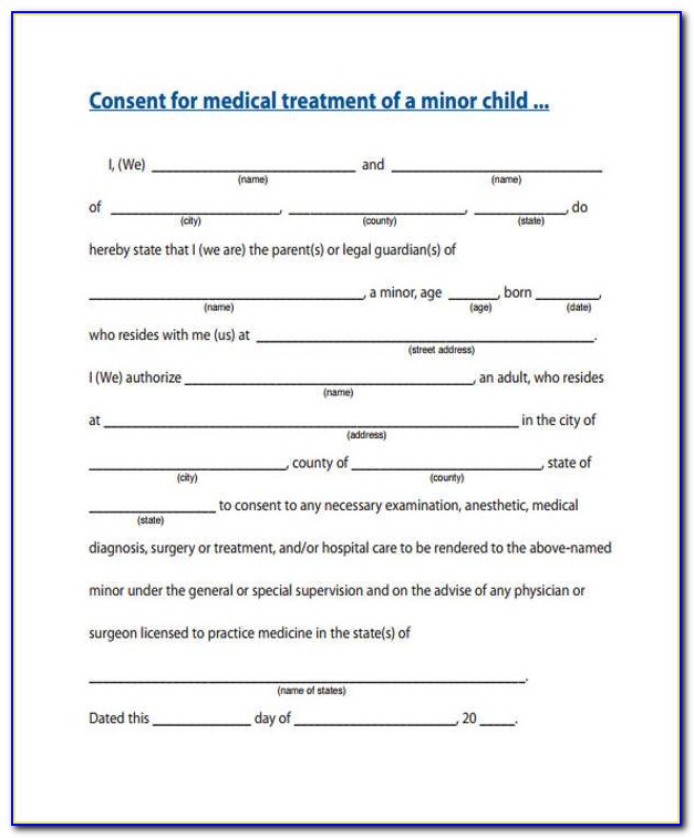 Free Printable Medical Consent Forms