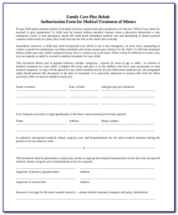 Medical Consent Form Example. Medical Forms Jpeg Health History With Regard To Free Printable Child Medical Consent Form