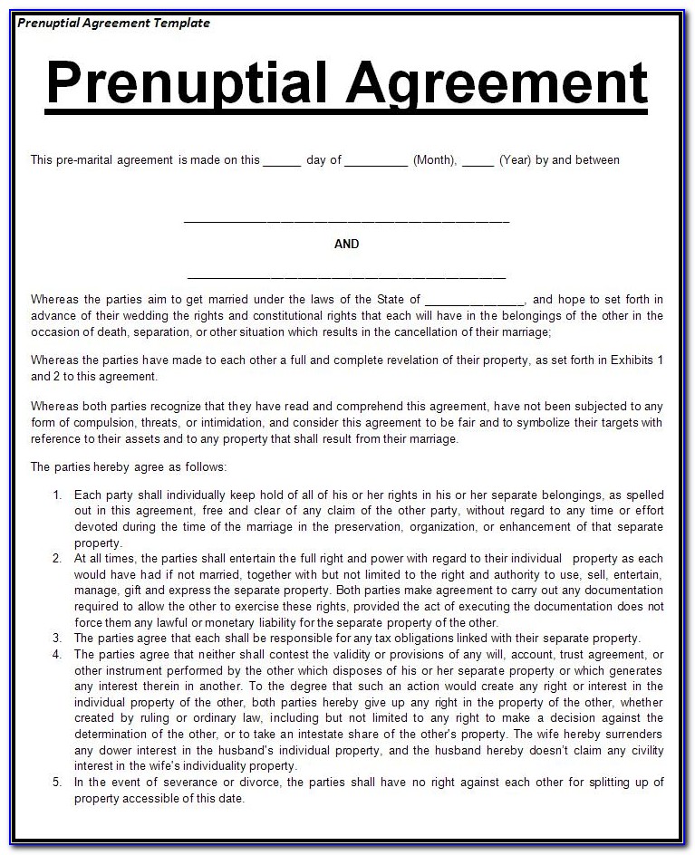 Free Printable Prenuptial Agreement Form Florida