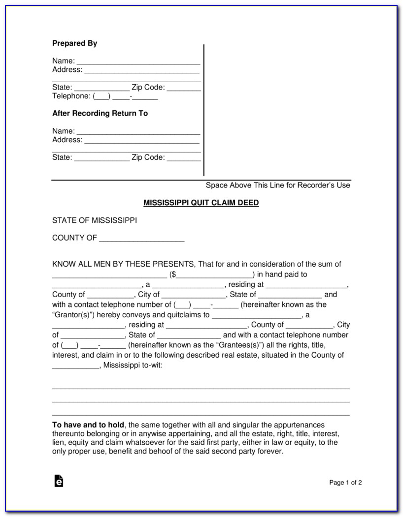 Free Printable Quit Claim Deed Form Tennessee