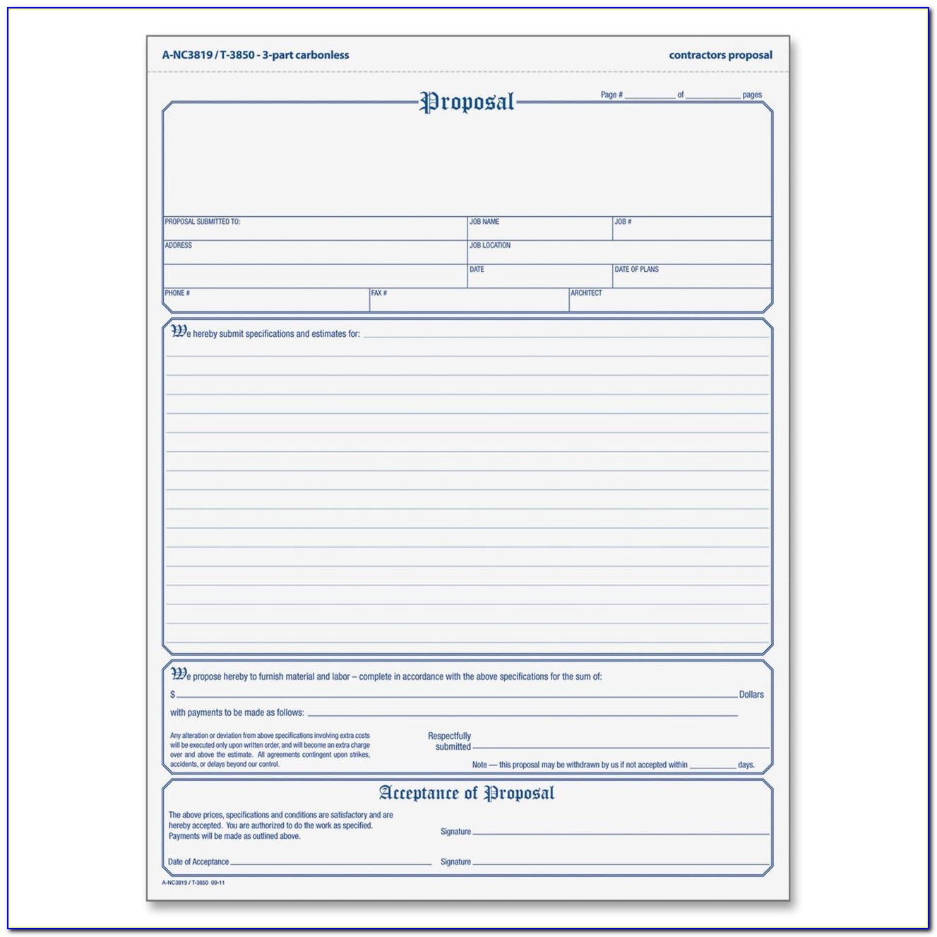 Free Printable Roofing Proposal Form