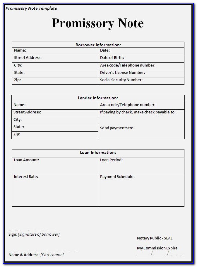 Free Promissory Note Form Download