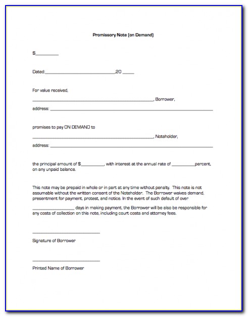 Free Promissory Note Form Florida