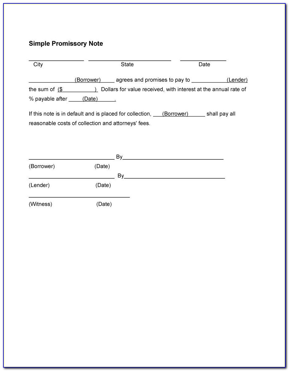 Free Promissory Note Form Sample