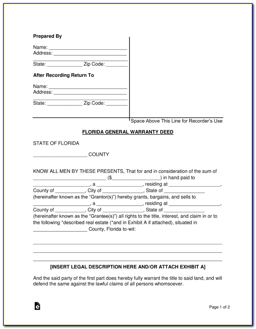 Free Quit Claim Deed Form For Florida Timeshare