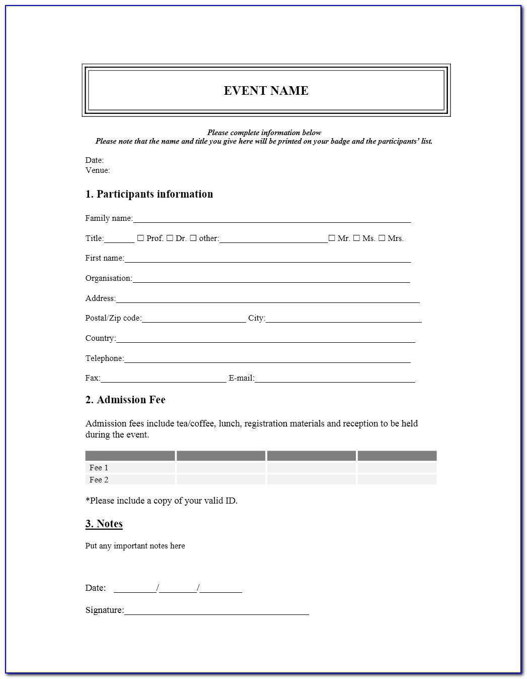 Free Registration Form Templates