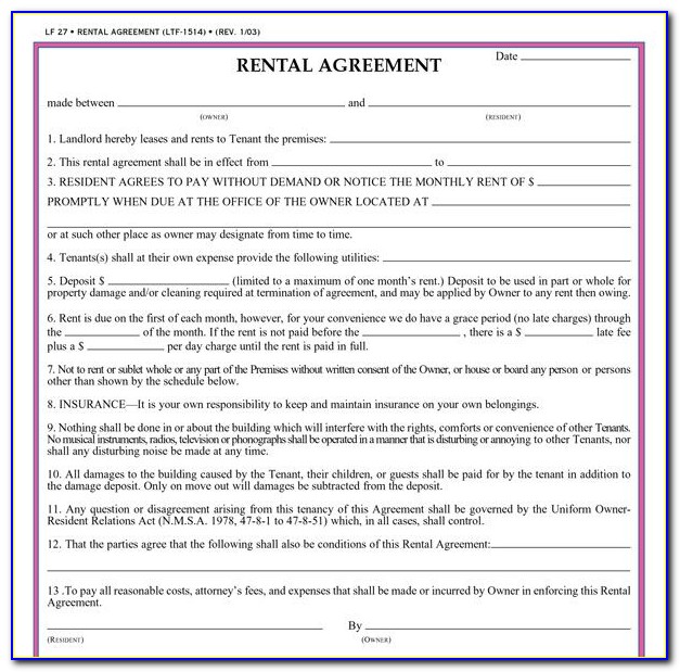Free Residential Lease Agreement Forms To Print South Africa