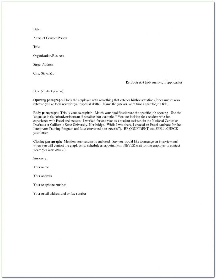 Free Samples Of Cover Letters For Resumes