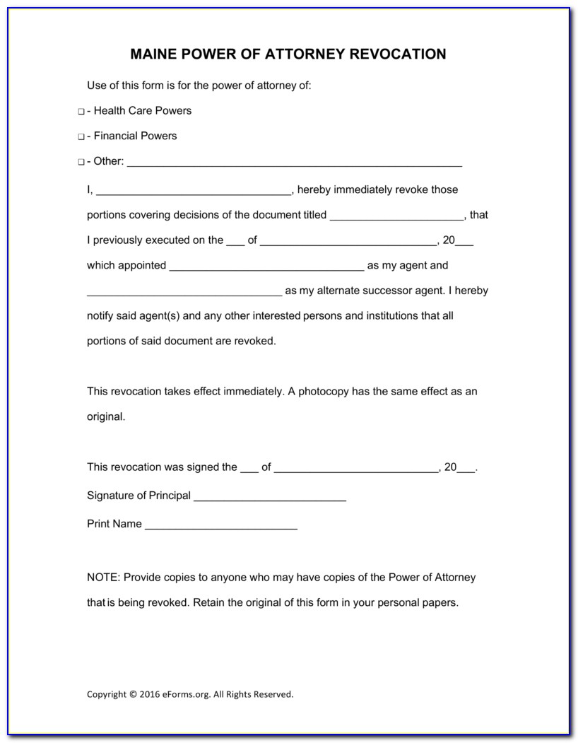 Free State Of Maine Power Of Attorney Form