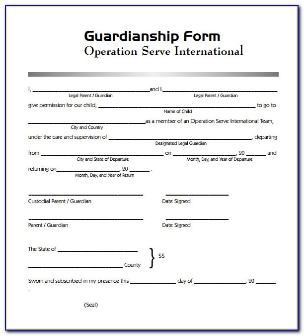 Free Temporary Guardianship Form Virginia