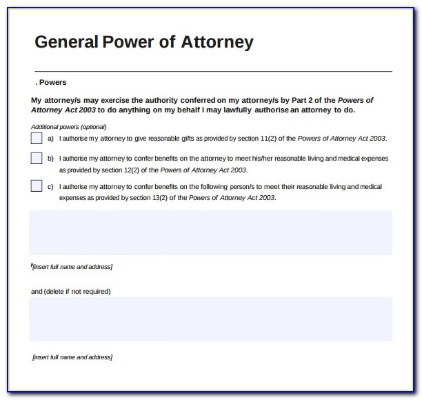 General Power Of Attorney Form Free Download Uk