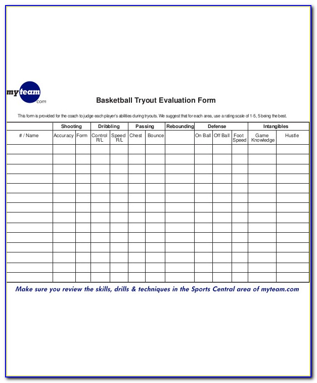 High School Soccer Tryout Evaluation Form