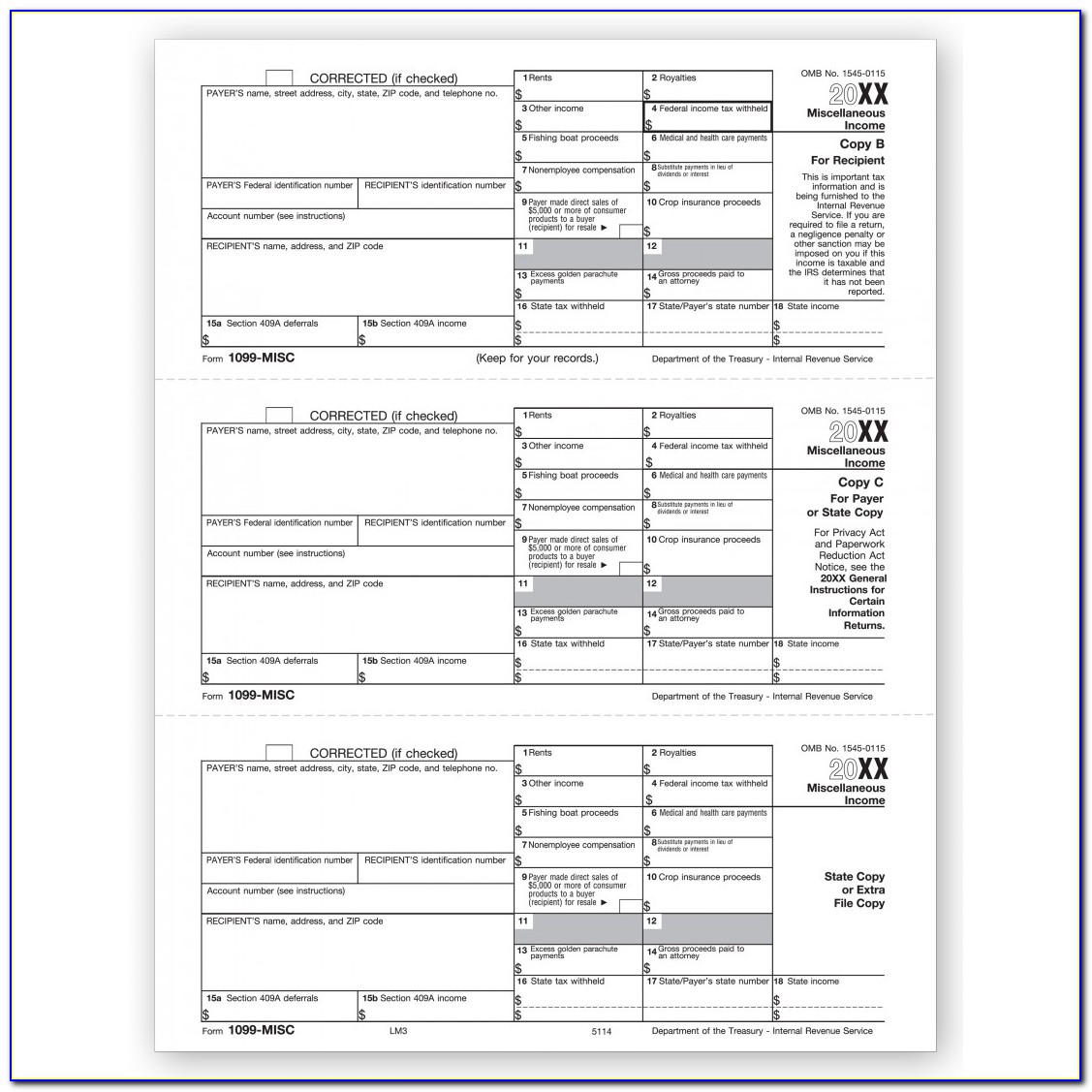 Income Tax Form 1099 Misc