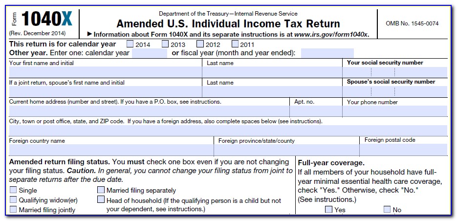 Irs Form 1040x Instructions 2016