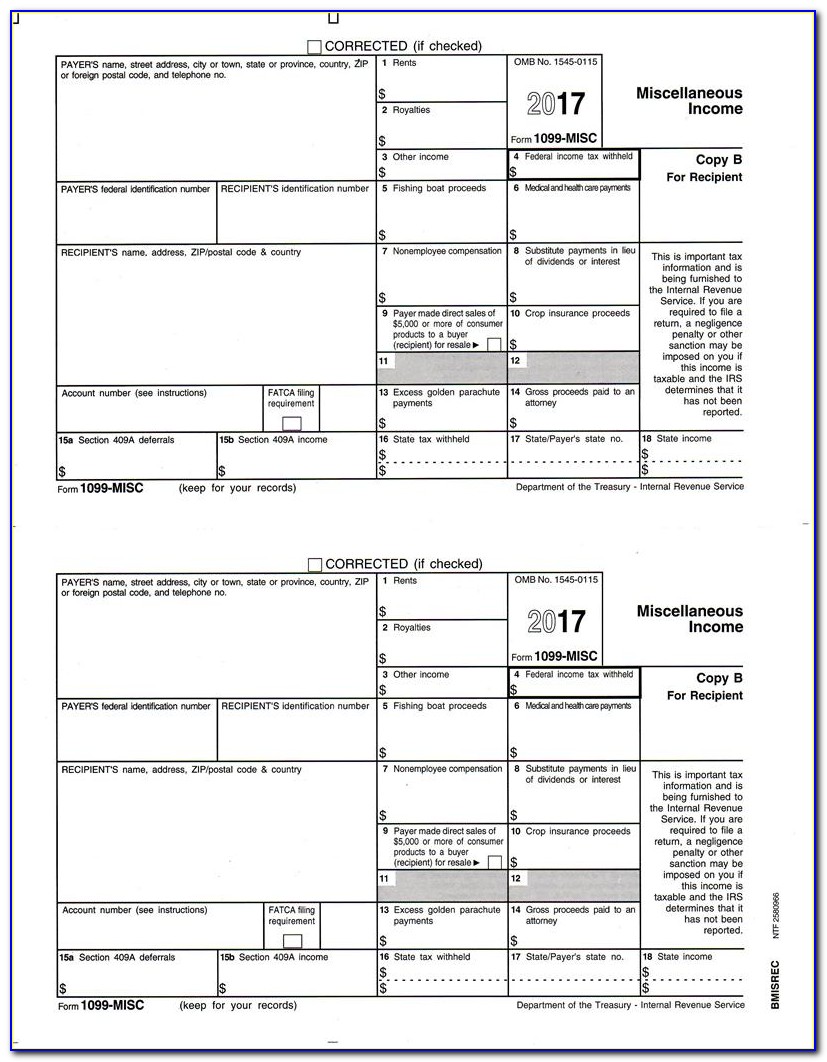 Irs Form 1099 Misc 2017 Printable