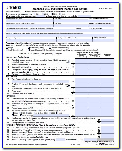 Irs Tax Forms 1040x
