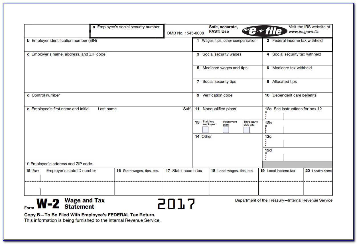Irs W2 Forms 2017