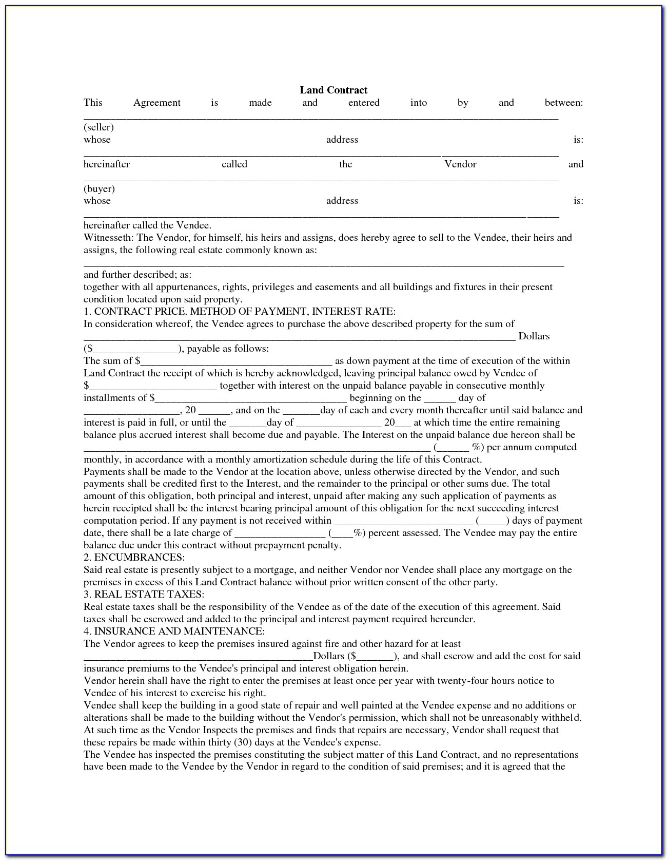 Land Contract Forfeiture Form Ohio