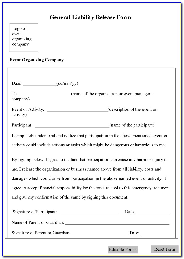 Liability Waiver Form Template Free
