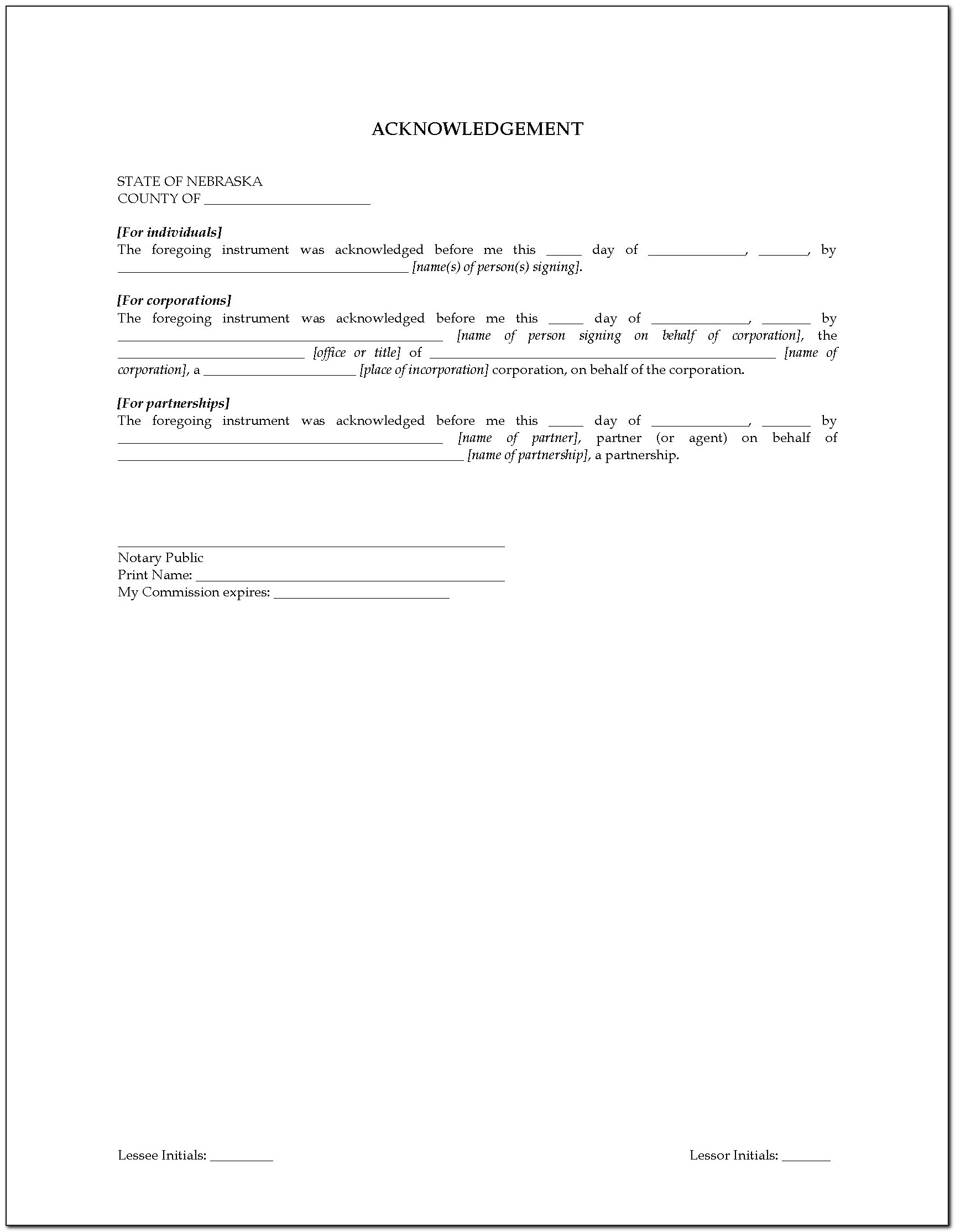 Lien Waiver Form With Notary